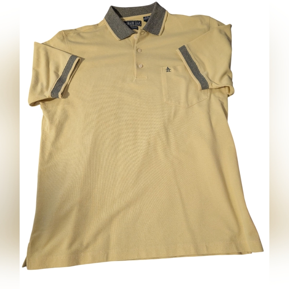 Men's Vintage Y2K Penguin Grand Slam Yellow Golf Polo Top Size Large - Picture 5 of 7